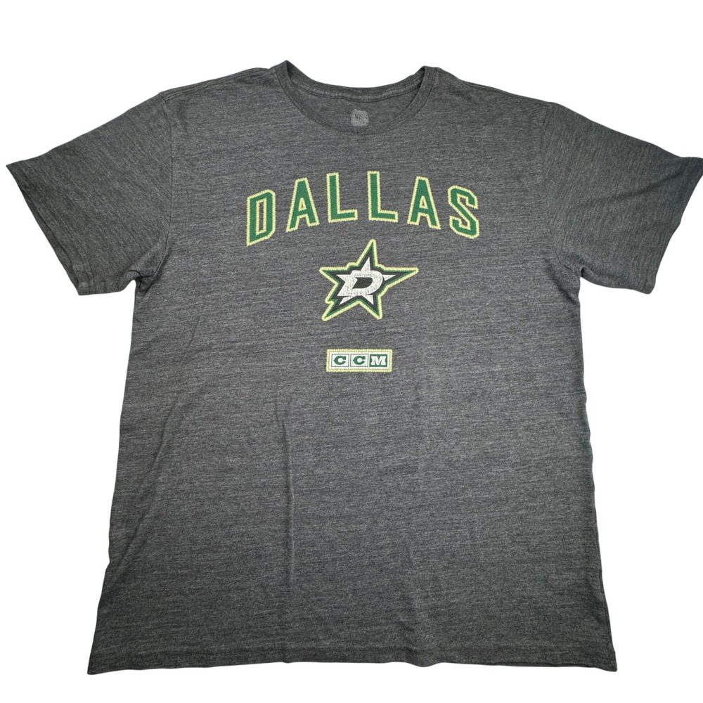 CCM Mens Dallas‎ Stars NHL T-Shirt XL Gray Tri-Blend Hockey Sportswear Fan Tee